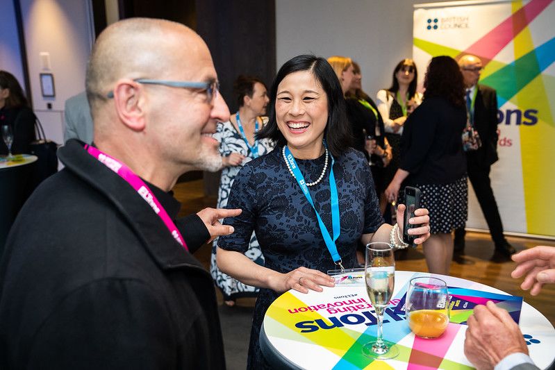 People talking at ELTons.