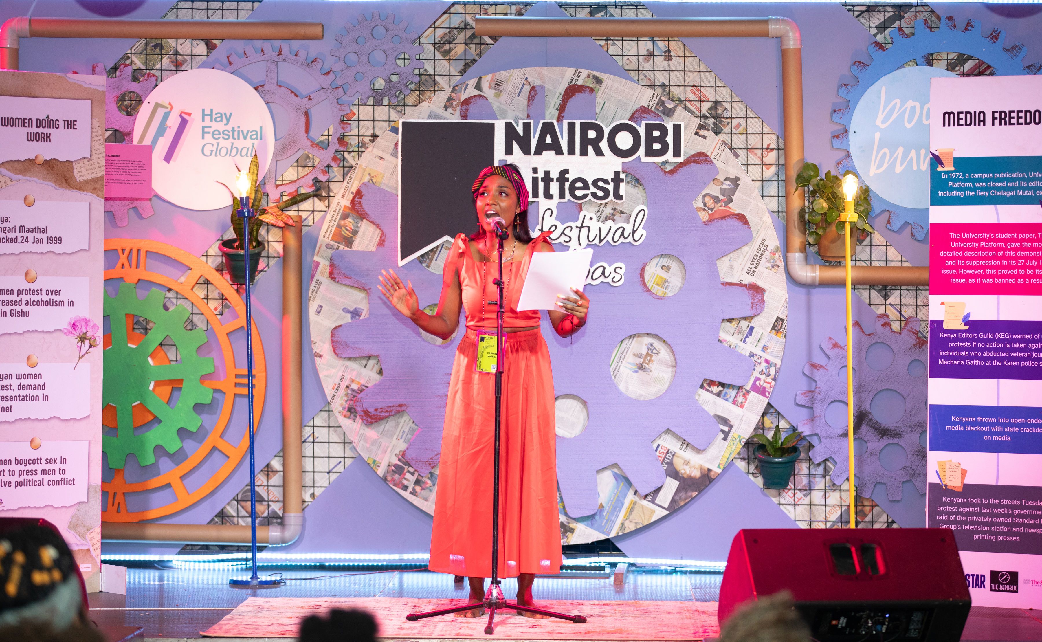 Wanjiru Koinange, co-founder of Book Bunk, speaking at Nairobi LitFest